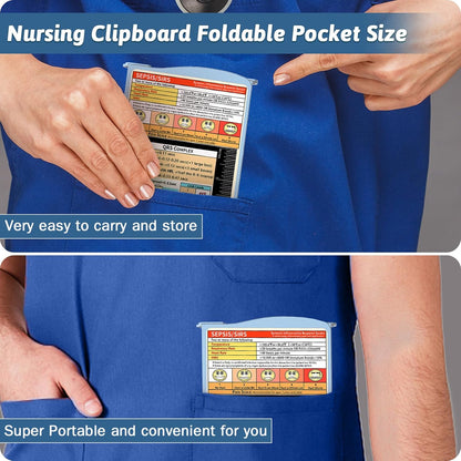 Nursing Clipboard Foldable Clipboard Medical: Edition Cheat Sheets Aluminum 3 Layers Foldable Clipboards Nursing Pocket Size Profile Clip Nurse Clipboards Notepad for Nurses Students and Doctors