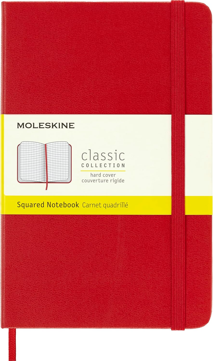 Moleskine Classic Notebook, Large, Squared, Red, Hard Cover (5 x 8.25)