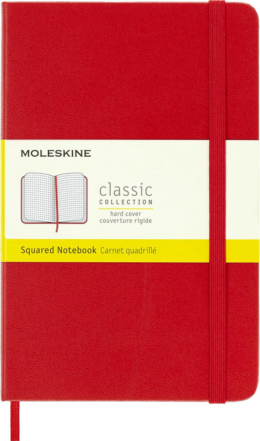 Moleskine Classic Notebook, Large, Squared, Red, Hard Cover (5 x 8.25)