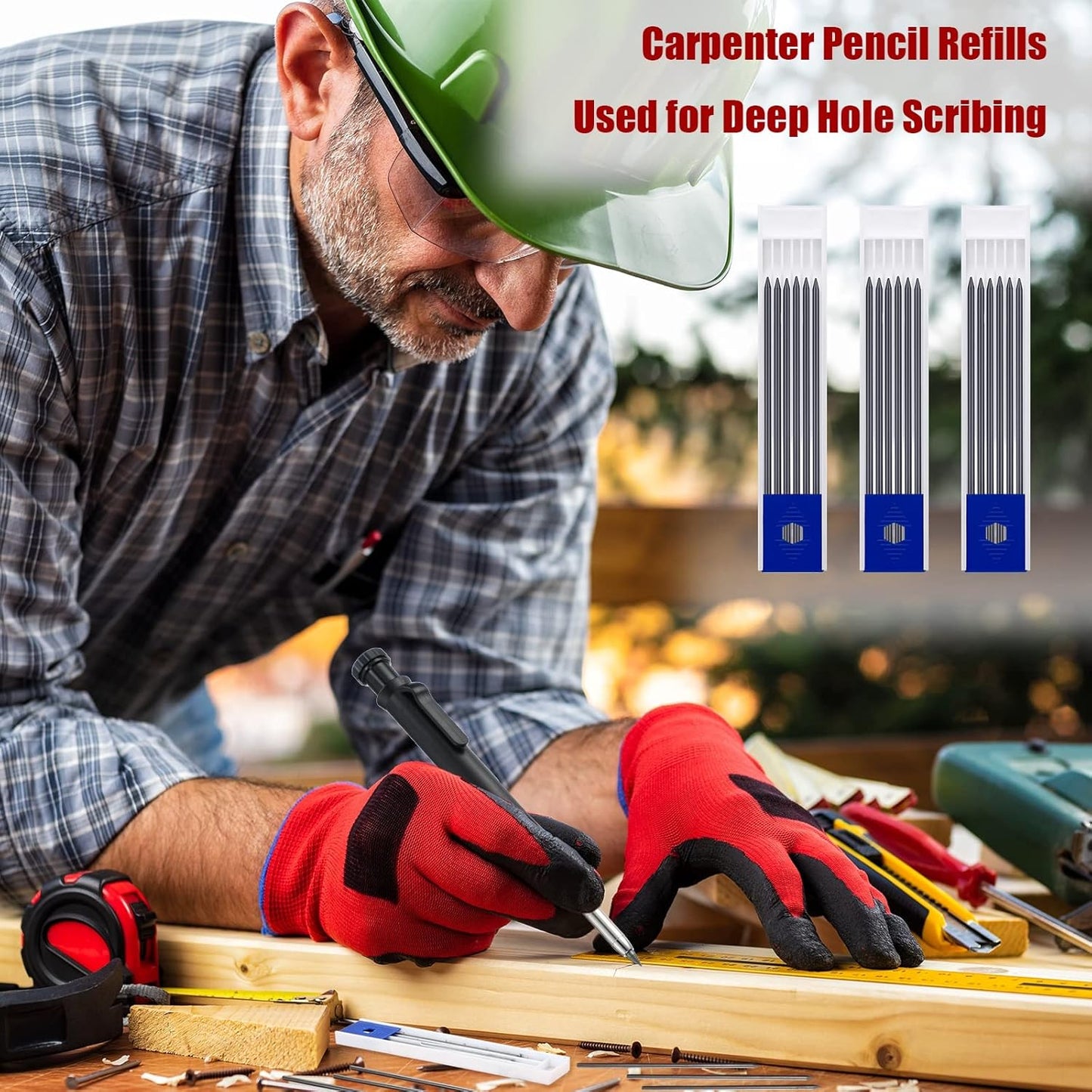 Zhehao 120 Pieces 2.8 mm Carpenter Pencils Lead Refills HB Refill for Construction Pencils Refills Mechanical for Writing Drawing Drafting Woodworking Construction(Black)