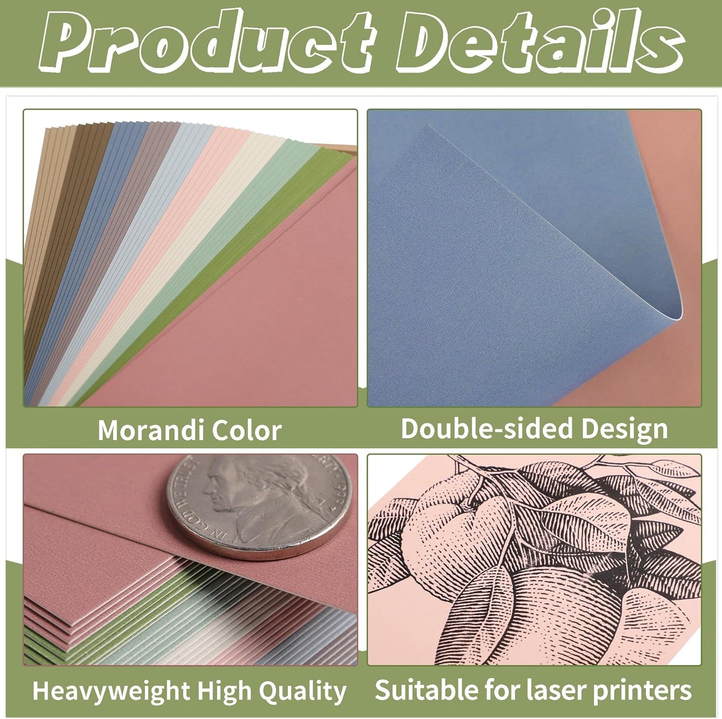 60 Sheets Morandi Mixed Colors Cardstock 8.5 x 11 Inch Card Stock Boho Paper 250GSM/92LB Thick Paper for Card Making Scrapbooking DIY Crafts UAP31MX60
