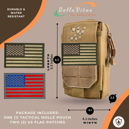 Tactical Molle Pouch Small Notebook Cover EDC Utility Bag Tool Pouch Gadget Organizer Military Waist Bag with US Flag Patch, 3”x5” Waterproof Notepad Pocket Notebook and Weatherproof Pen