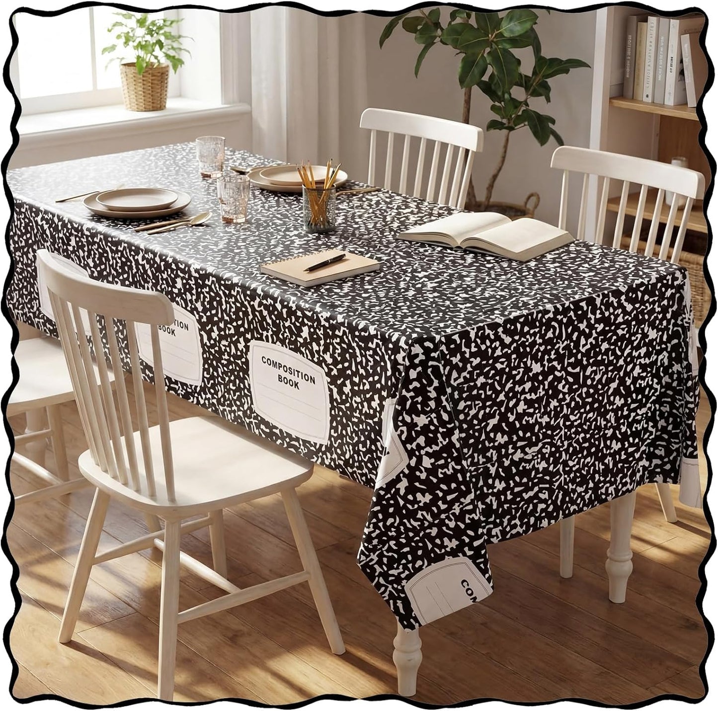Oudain 4 Pcs Preschool Kindergarten Back to School Party Tablecloth First Day to School 54 x 108 Inch Large Disposable Rectangle Notebook Tablecloth Cover for Party Supplies Table Decorations
