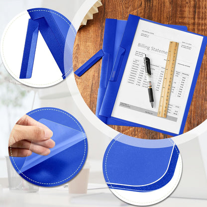 Maitys 25 Pack Durable Clear Report Covers with Rotary Clip 11 x 9 in Letter Size Presentation Folders Transparent Front Cover Portfolio Folder Resume Folder Interview Report Folders (Blue)