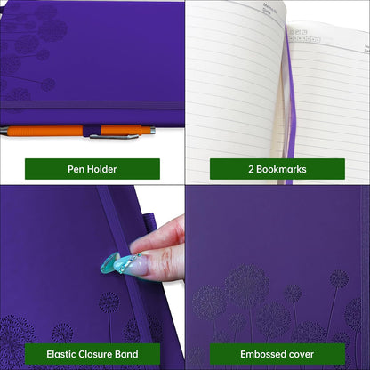 Notebook Journal for Women,A5 Hardcover Leather Journaling Notebooks for Work,200 Pages Travel Journal for Women Men with Pen Holder and Ribbon,5.78"×8.34"(Turquoise)