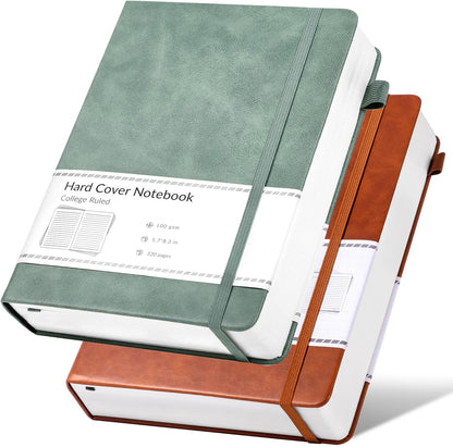 CAGIE Bullet Dotted Journal Notebook 320 Pages 100 GSM Paper Hardcover A5 Dot Grid Notebook Leather Journals for Writing Women Men Work Journaling, Green