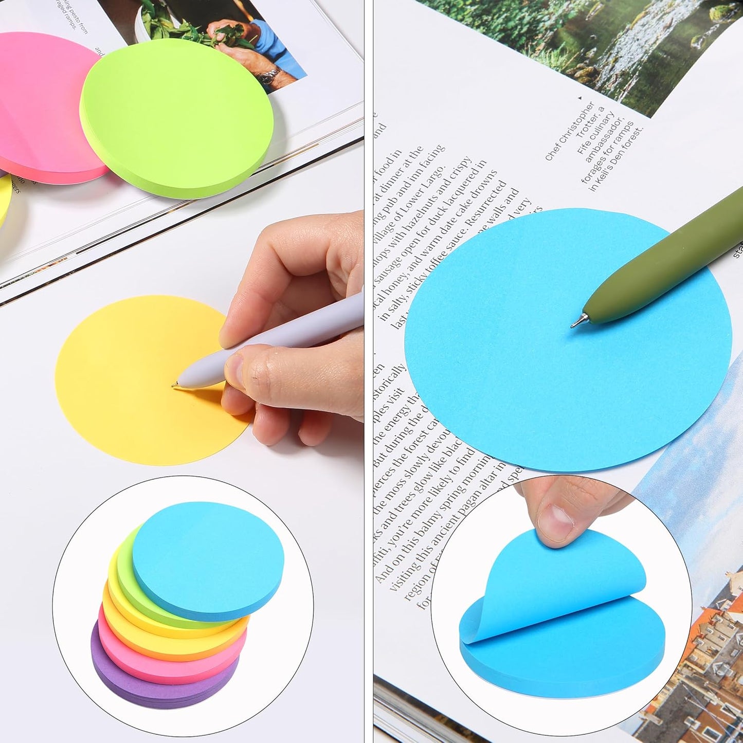 Mr. Pen- Round Sticky Notes, 2.8" Diameter, 12 Pads, 720 Sheets, Morandi Color, Sticky Notes Bulk, Self-Stick Note Pads, Perfect for Office, School, Home, Study & Organization