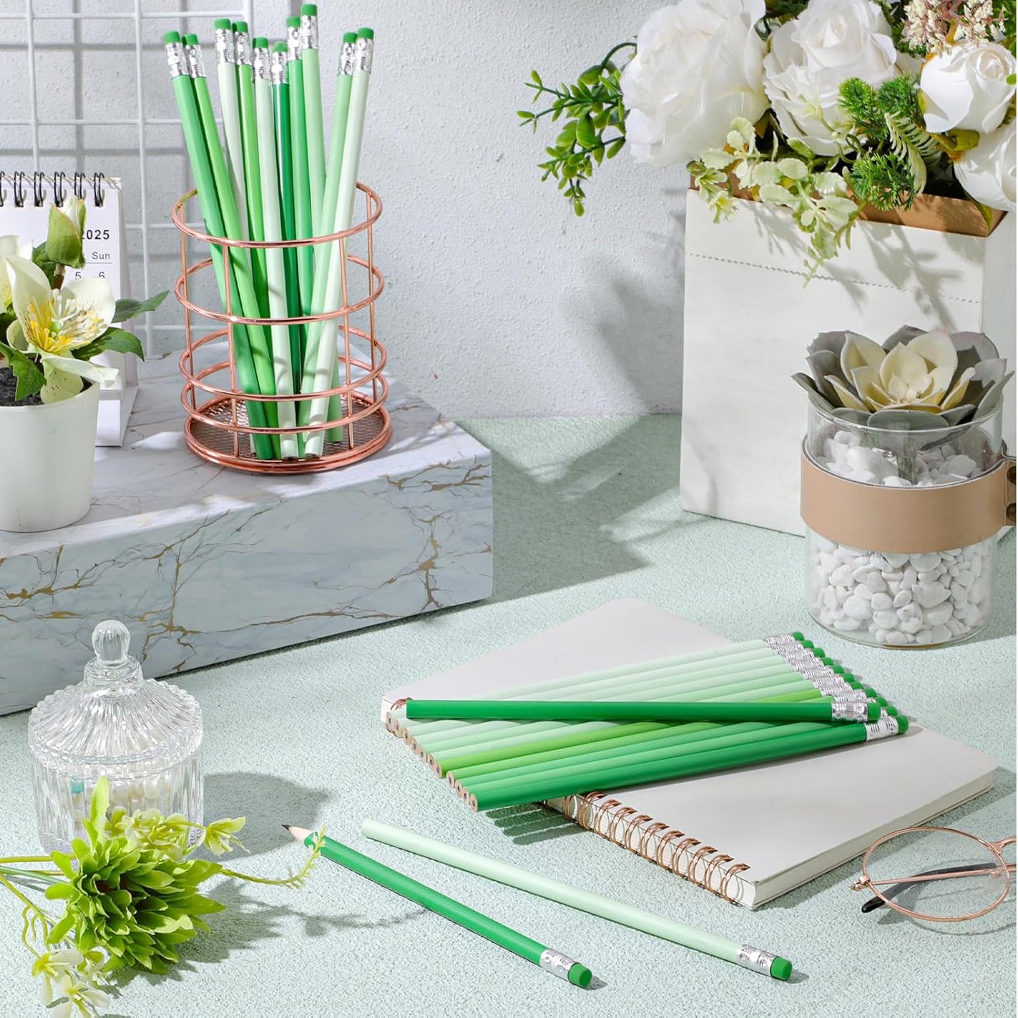 24 Pcs Round Pencils with Eraser 2 HB Cute Pencils Bulk for School Graphite Wood Color Unsharpened Pencil for Drawing Sketching Wedding School Teacher Supplies Student Reward