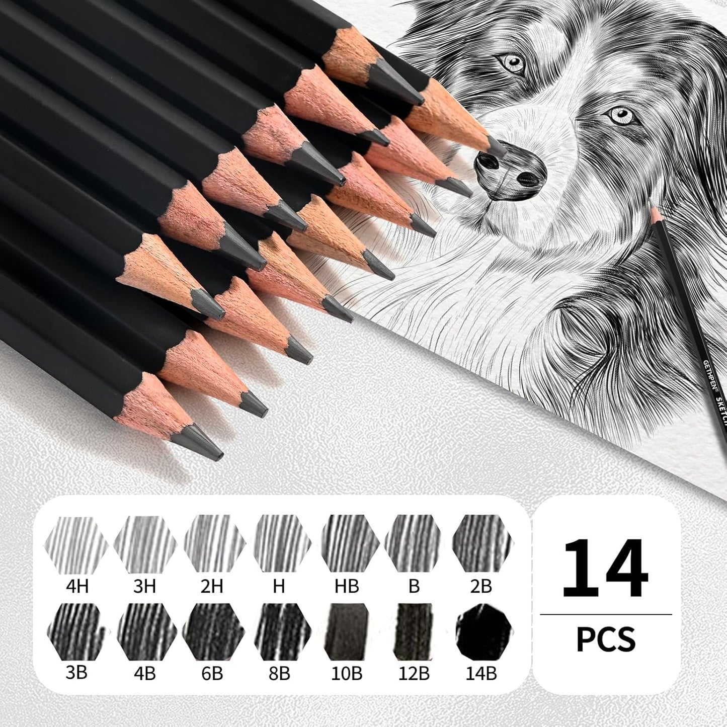 Drawing Sketching Pencil Set, 24 Piece Pro Artist Sketch Kit - Graphite Pencils (12B-4H),Charcoal Pencils for Drawing,Black and White Charcoal Pencils,Charcoal Sticks,Stumps,Eraser,Sharpeners