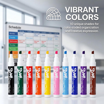 Volcanics Black Dry Erase Markers Low Odor Chisel Tip Whiteboard Markers Pack of 10