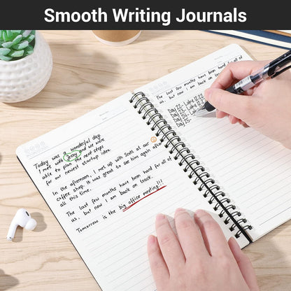 EUSOAR Spiral Notebook, A5 12packs 5.5"X8.3" 120 Pages Lined Travel Writing Notebooks Journal, Memo Notepad Sketchbook, Students College Office Business Subject Diary Ruled Book Journal-Black Cover
