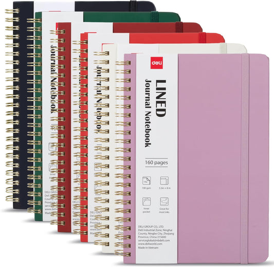 deli 3-Pack Lined Spiral Journal Notebook, 160 Pages, A5 (5.5"x8") Hardcover Writing Notebook, College Ruled Spiral Bound Journal for Women & Men - Perfect for Work, School, Office & Note Taking