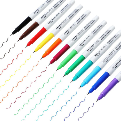 Amazon Basics Ultra Fine Point Permanent Markers for Drawing, Writing and Doodling, Quick Drying, Fade Resistant, Black, 24-Pack