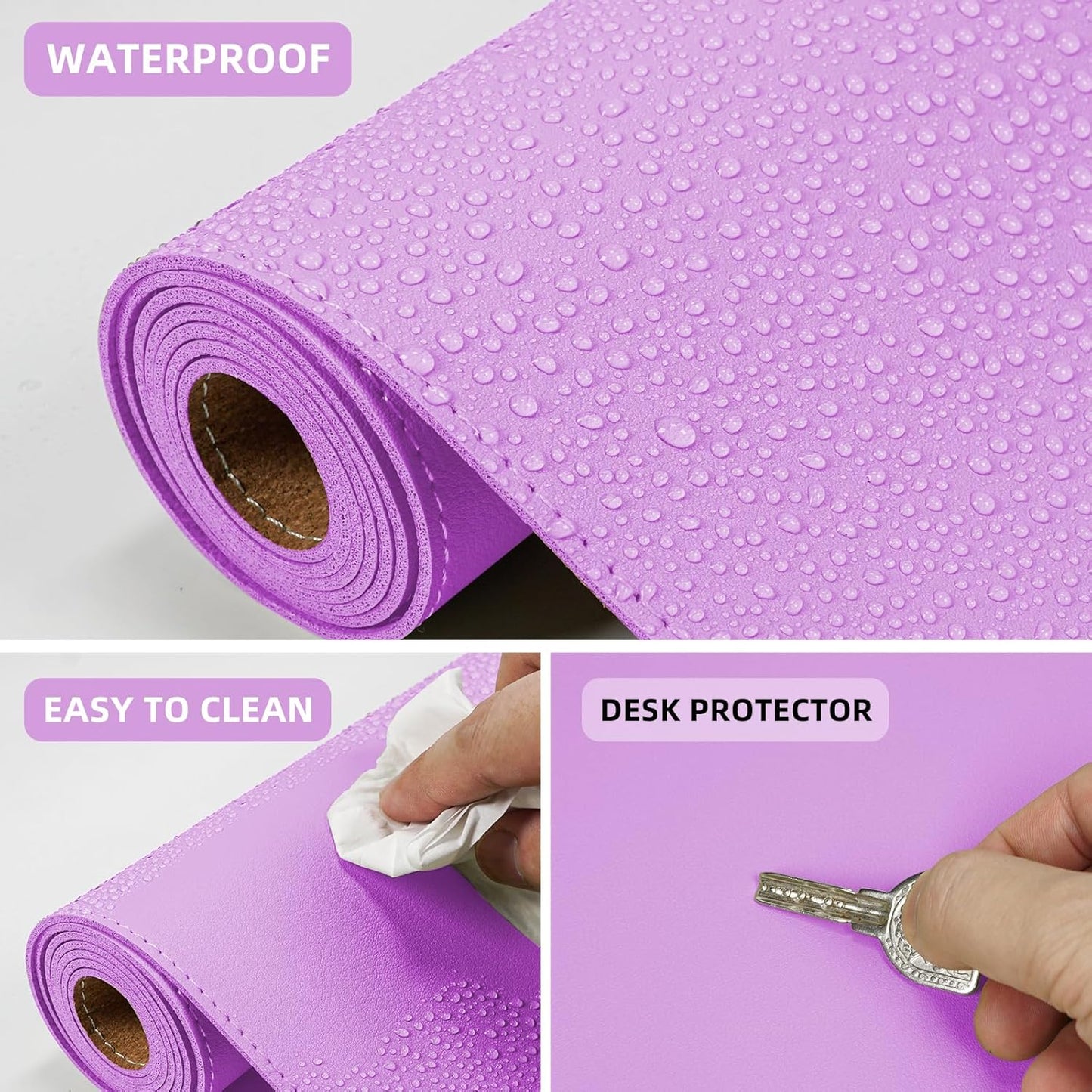 Large Desk Mat 47.2" x 17" Leather Desk Pad Protector with Natural Cork & PU Leather, Non-Slip Office Desk Mat, Large Mouse Pad, Waterproof Desk Blotter pad for Office&Home(Black)