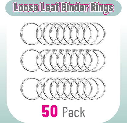 Mr. Pen- Loose Leaf Binder Book Rings, 5 Assorted Sizes (0.6", 1", 1.2", 1.5",2"), 36 Pack, Metal Binder Rings for Index Cards, Keychains, School, Home, Office, Silver