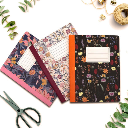 Pukka Pad, Composition Notebooks - 3 Pack of Journals Featuring 140 Pages of College Ruled 80GSM Paper with Sturdy Cover Stock - 9.75 x 7.5in - Bloom
