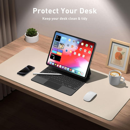 Aothia Non-Slip Waterproof PU Leather Desk Pad Protector for Mouse, Writing Desk, Office, Home, Laptop Blotter, 23.6" x 13.7", Black - Colors B
