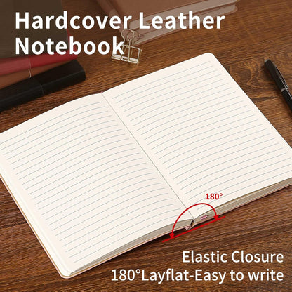 Lined Journal Notebook for Work College Ruled Note Book 5.79"x8.27"A5 PU Leather Daily Journaling 216 Pages for Women Men Writing Home School Supplies Business (Dark Green)