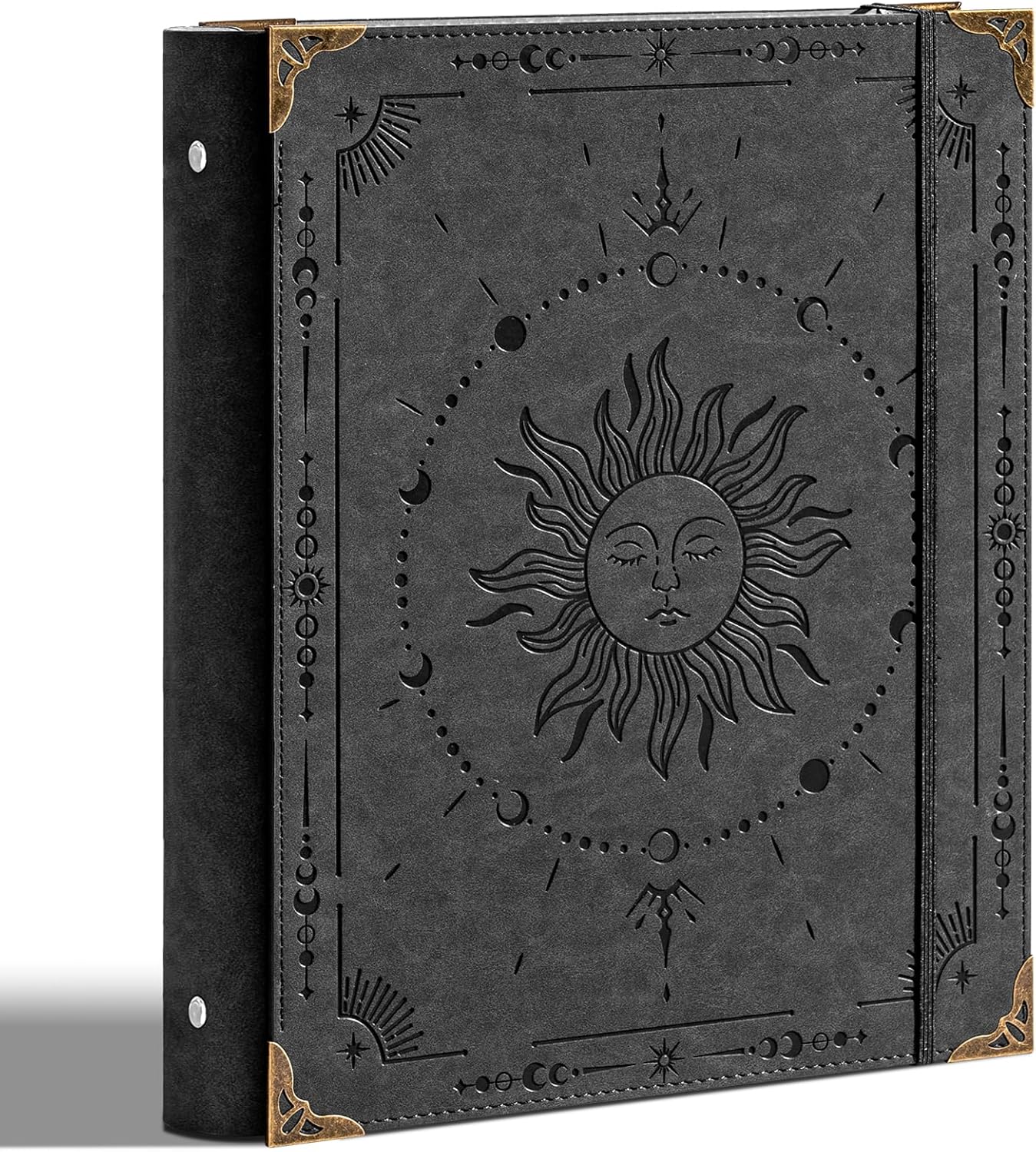 Ovesmusl Leather 3 Ring Binder Fits 8.5"x11" Letter Size Paper, 1 Inch Round Ring Binder Holds 200 Sheets, Notebook Cover Loose Leaf Organizer, Green Tree