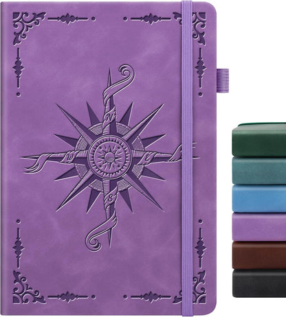 Lined Journal Notebook, A5 200 Pages Leather Journals For Writing Women & Men Travel,business,work & School,college Ruled Notebooks Hardcover Journaling Notebooks Daily Diary, 5.7'' X 8.3''-Purple