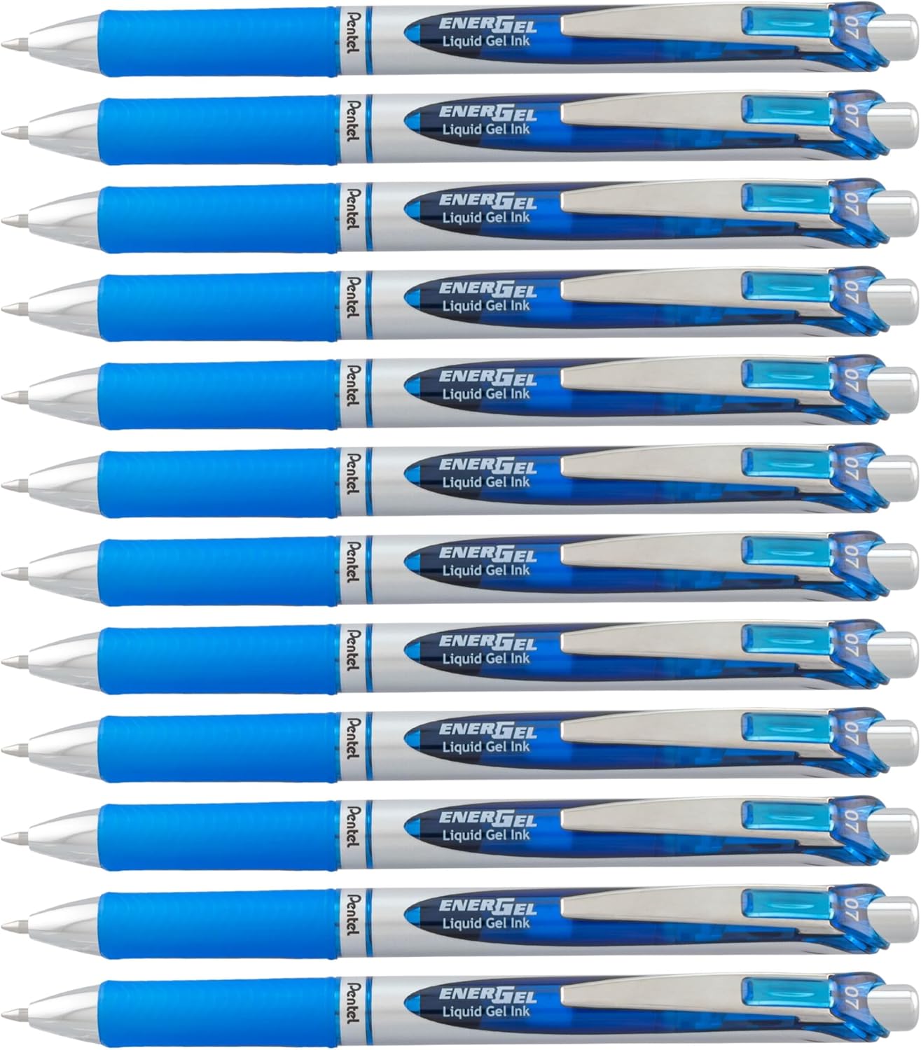 Pentel EnerGel RTX Retractable Liquid Gel Pen, (0.7mm) Medium Line, Metal Tip, Black Ink, Box of 12 (BL77-A)