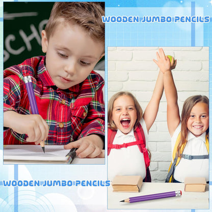 2 Pcs 13 inch Wooden Jumbo Pencils for Prop Giant Big Novelty Wood Pencil with Eraser for Fun Decor, School Projects, Party Favors, and Unique Gifts (Green)