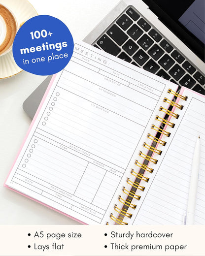 Lamare Meeting Notebook for Work Organization – Perfect Work Notebook for Note Taking, Meeting Planner and Office Supplies for Men & Women