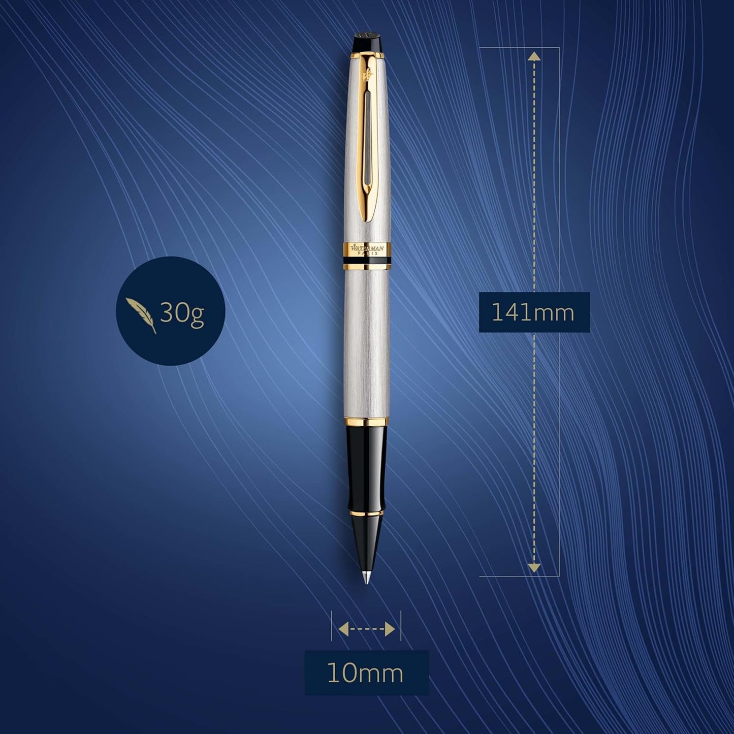 Waterman Expert Rollerball Pen, Gloss Black with 23k Gold Trim, Fine Point, Black Ink, Luxury Pen in Gift Box, Great Gift for Coworker