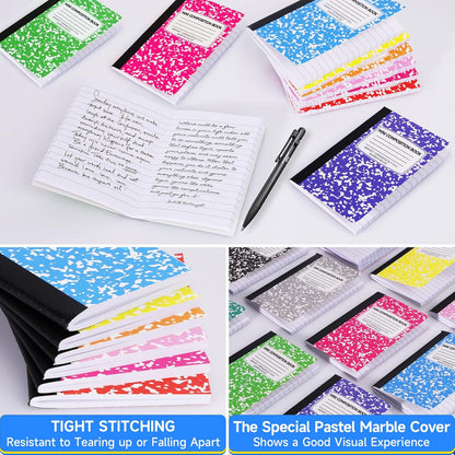 24 Pack 9.75 x 7.5 in Large Composition Notebooks Bulk 12 Color Wide Ruled Composition Books Marble Journal Notebook 60 Sheets per Book for Aldult Student College Office Back to School Supplies