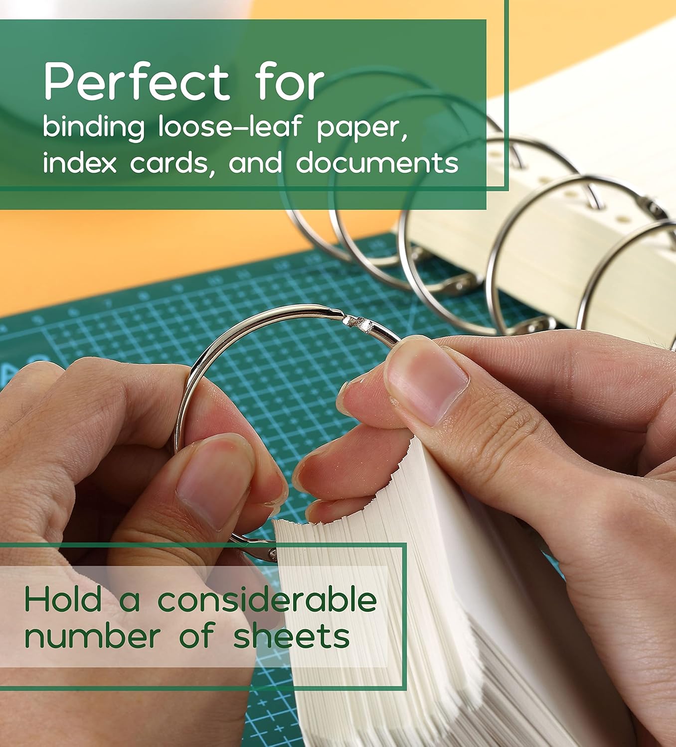 Mr. Pen- Loose Leaf Binder Book Rings, 5 Assorted Sizes (0.6", 1", 1.2", 1.5",2"), 36 Pack, Metal Binder Rings for Index Cards, Keychains, School, Home, Office, Silver