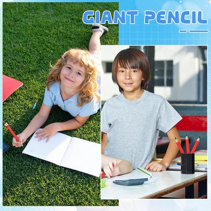 2 Pcs 13 inch Wooden Jumbo Pencils for Prop Giant Big Novelty Wood Pencil with Eraser for Fun Decor, School Projects, Party Favors, and Unique Gifts (Green)