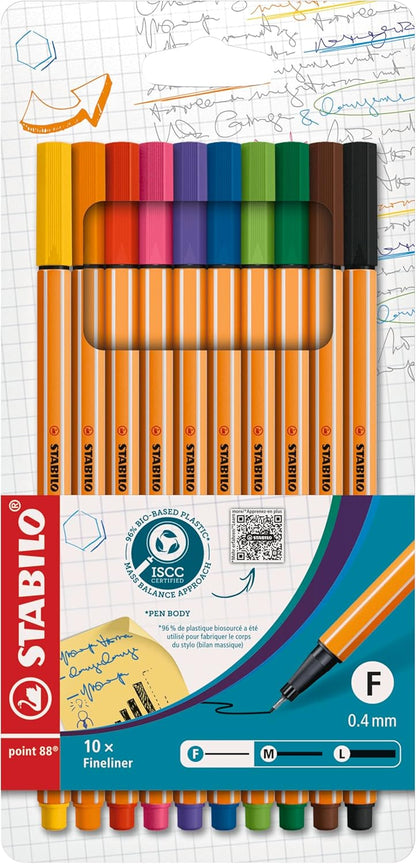 STABILO - point 88 - Fineliner - Pack of 10 - Assorted colors