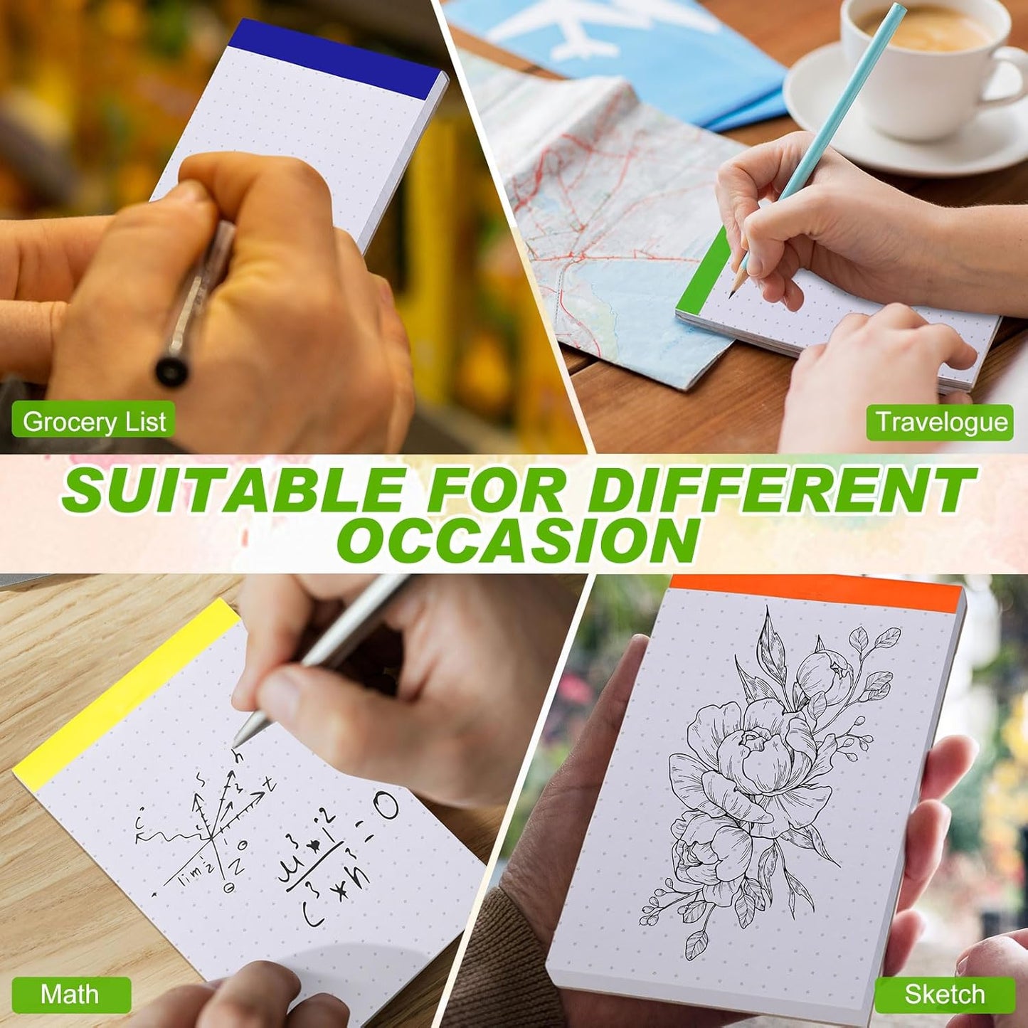 Tenceur 16 Pcs Graph Notepads 3 x 5 Inch Small Graph Grid Math Notebooks Pocket Lined Graph Memo Pads Scratch Pads Mini Writing Pads with 100 Pages Pads for School Classroom Supplies Homework