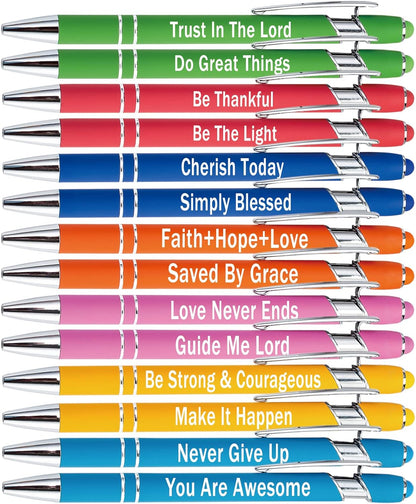 PASISIBICK 3.86 in Blue Ink Refills for Ballpoint Pen with Stylus Tip, Soft Touch Click Pen, 2 in 1 Metal Pens, Medium Point(Pack of 40)