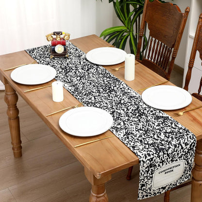 Breling 4 Pcs Preschool Graduation Decorations Table Runner Kindergarten Graduation Tablecloth Composition Pencil Crayon Ruler Notebook Table Runner for School Dining Room Classroom Party Decoration