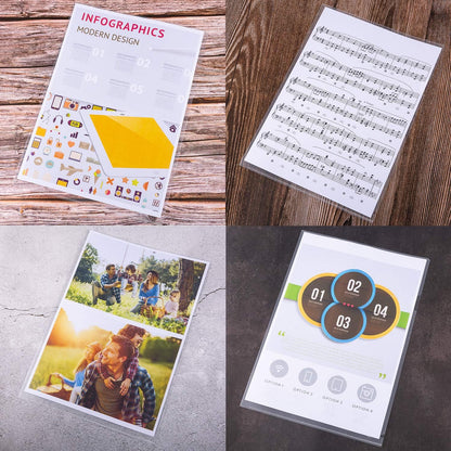 WOT I 12 Pack Clear Document Folders, Plastic Transparent Folders Copy Safe Project Pockets, for Letter Size Sheets, 6 Vibrant Color
