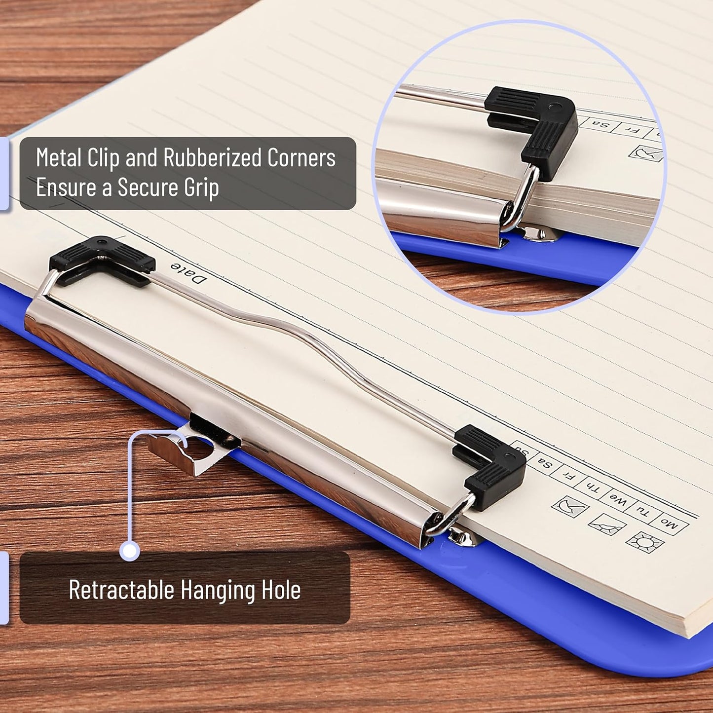 Mr. Pen- Plastic Clipboard, 12.5" x 9", 2 Pack, Clipboard Plastic, Low-Profile Metal Clip with Retractable Hanging Hole