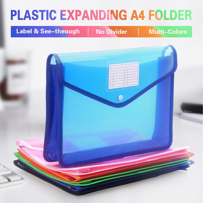 Plastic Expanding File Folder, Transparent envelopes with Snap Closure, No Dividers, Large Capacity, Fit Letter/A4 Size (Pink)