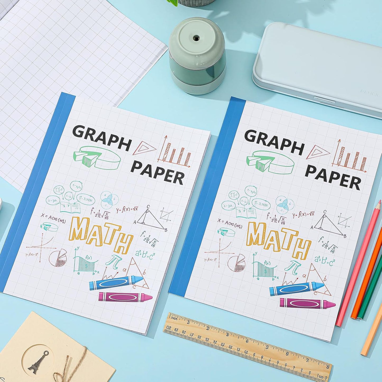 Ctosree 3 Pcs Graph Paper for Kids 1/2 Inch Squares Math Graph Paper Composition Notebook 8.5 x 11 Inches Quad Ruled Grid Notebook for Kids School Supplies
