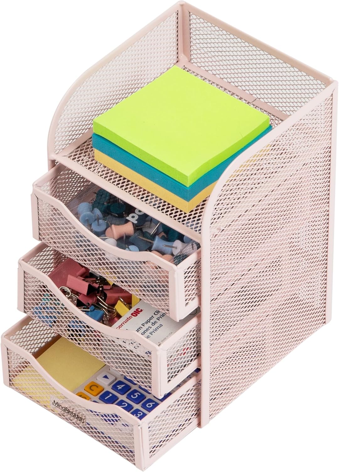 Mind Reader Desktop Accessory Storage, Paper Binder Clip Basket, Workspace, Office, Metal Mesh, 4.75"L x 5"W x 8"H, Black