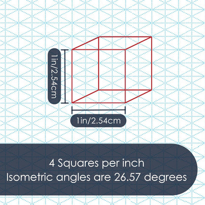 GeekNavy 8.5" x 11" Isometric Graph Paper 50 Sheets Portrait - 0.25" Grid, Non-photo Blue, High Brightness, Drafting, Engineering, Art, 3D Design (1-Pack)