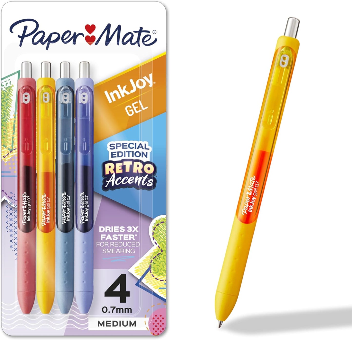 Paper Mate InkJoy Gel Pens, Candy Pop Special Edition, Medium Point (0.7mm), Retractable, Assorted Colors, 4 Count - Fun Office Supplies, Writing, Journaling