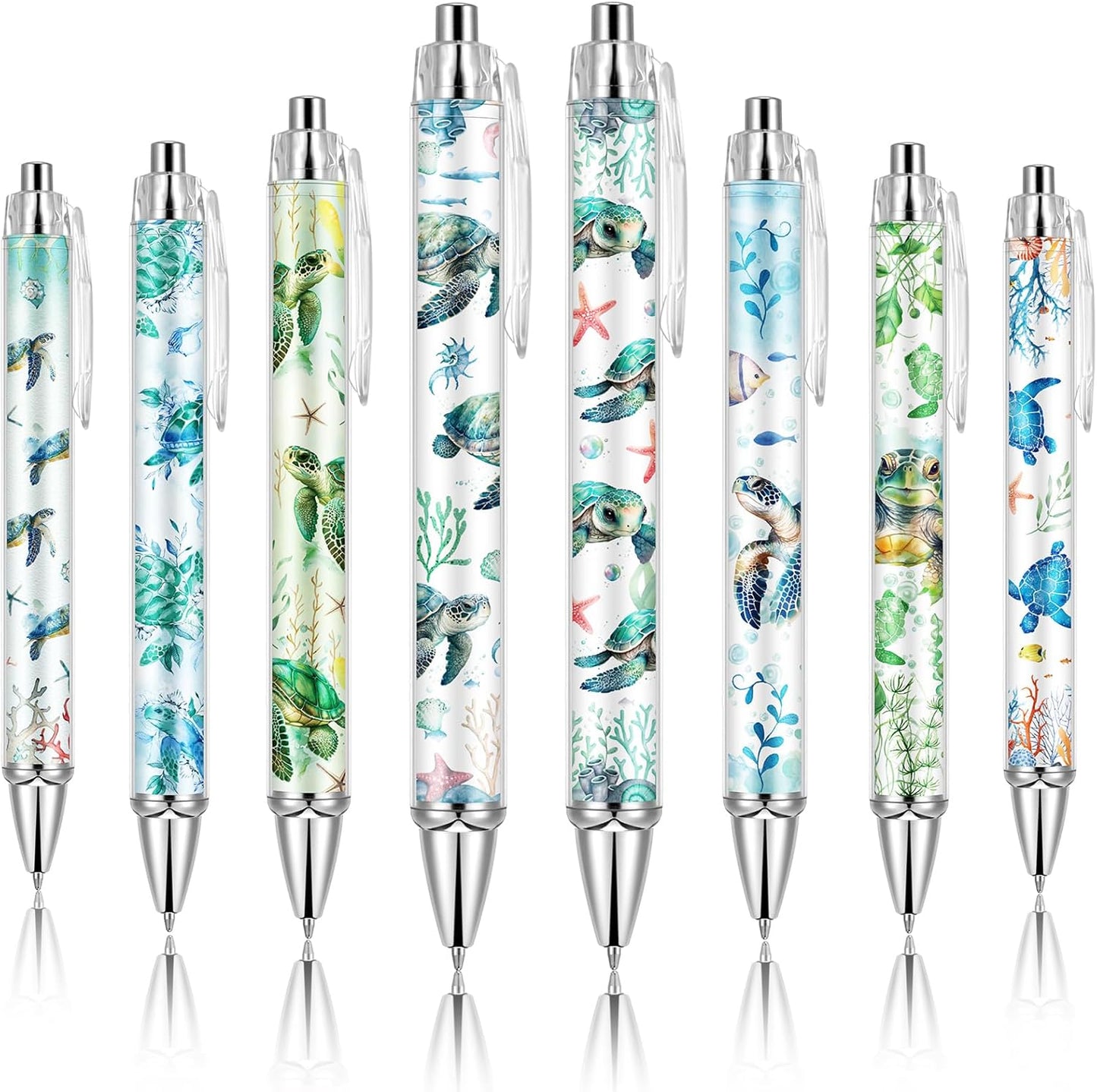 Ireer 8 Pcs Ballpoint Pens for Women 1.00 mm Cute Black Ink Pens Fine Point Smooth Writing for Journaling Aesthetic Office Supplies (Mahjong)