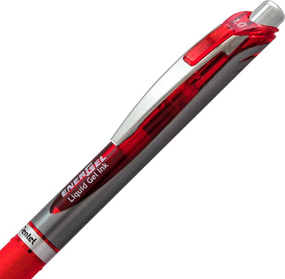 Pentel EnerGel RTX Retractable Liquid Gel Pen, (1.0mm), Bold Line, Metal Tip, Black Ink, Pack of 3 (BL80BP3A)