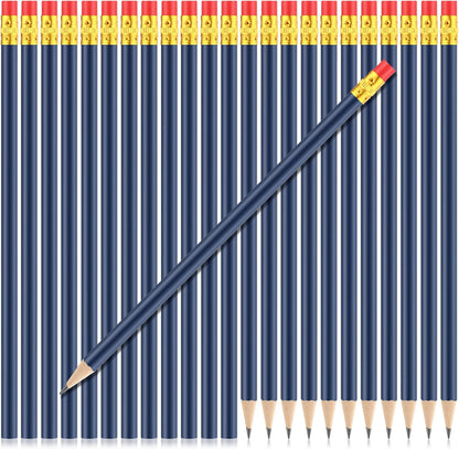 Outus 24 Pieces Round Pencils Cute HB Graphite Wood Pencils Pack with Eraser for School Drawing Sketching Wedding Office Supplies (White)