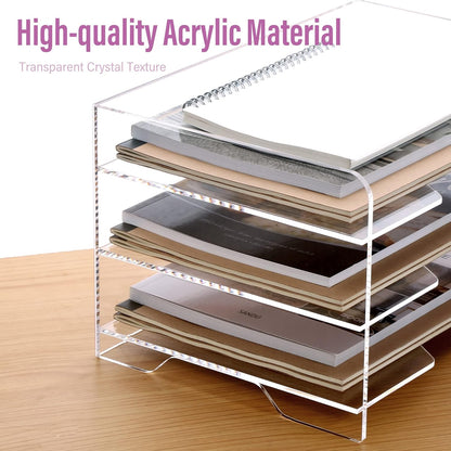 2 Pack- Stackable Paper Letter Tray, A4 File Tray Desk Organizer, Acrylic Desk Organizers and Accessories Sorter, Clear Workspace Office Supplies Organizers, 12.4inx8.86inx3.46in