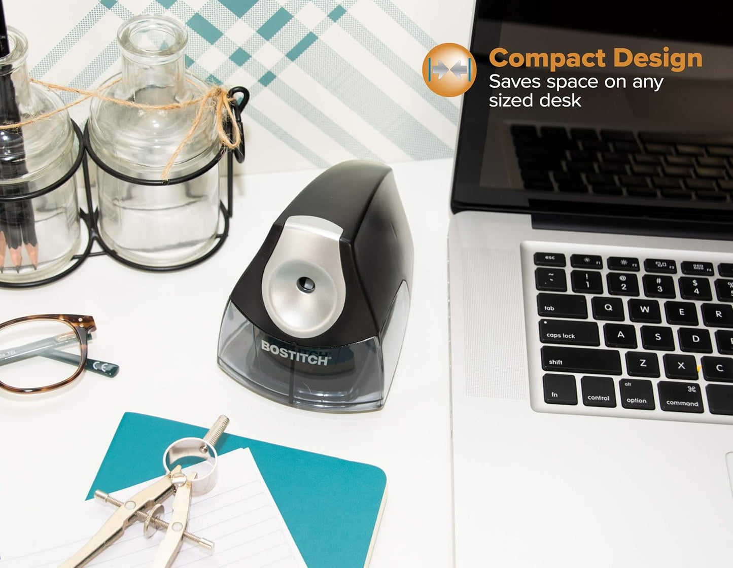 Bostitch Office Electric Pencil Sharpener for Classroom & Desk Use, Heavy-Duty Stall-Free Motor, High-Capacity Shavings Tray, Black