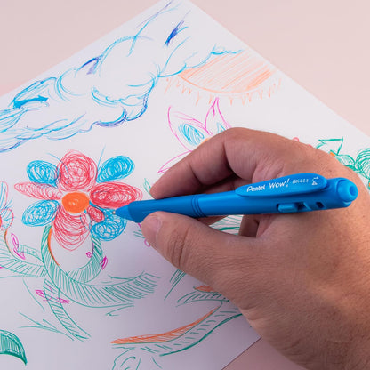 Pentel Wow! Retractable Ballpoint Pen, (1.4mm), Bold Line, Black Ink, Pack of 8 (BK444BP8A)