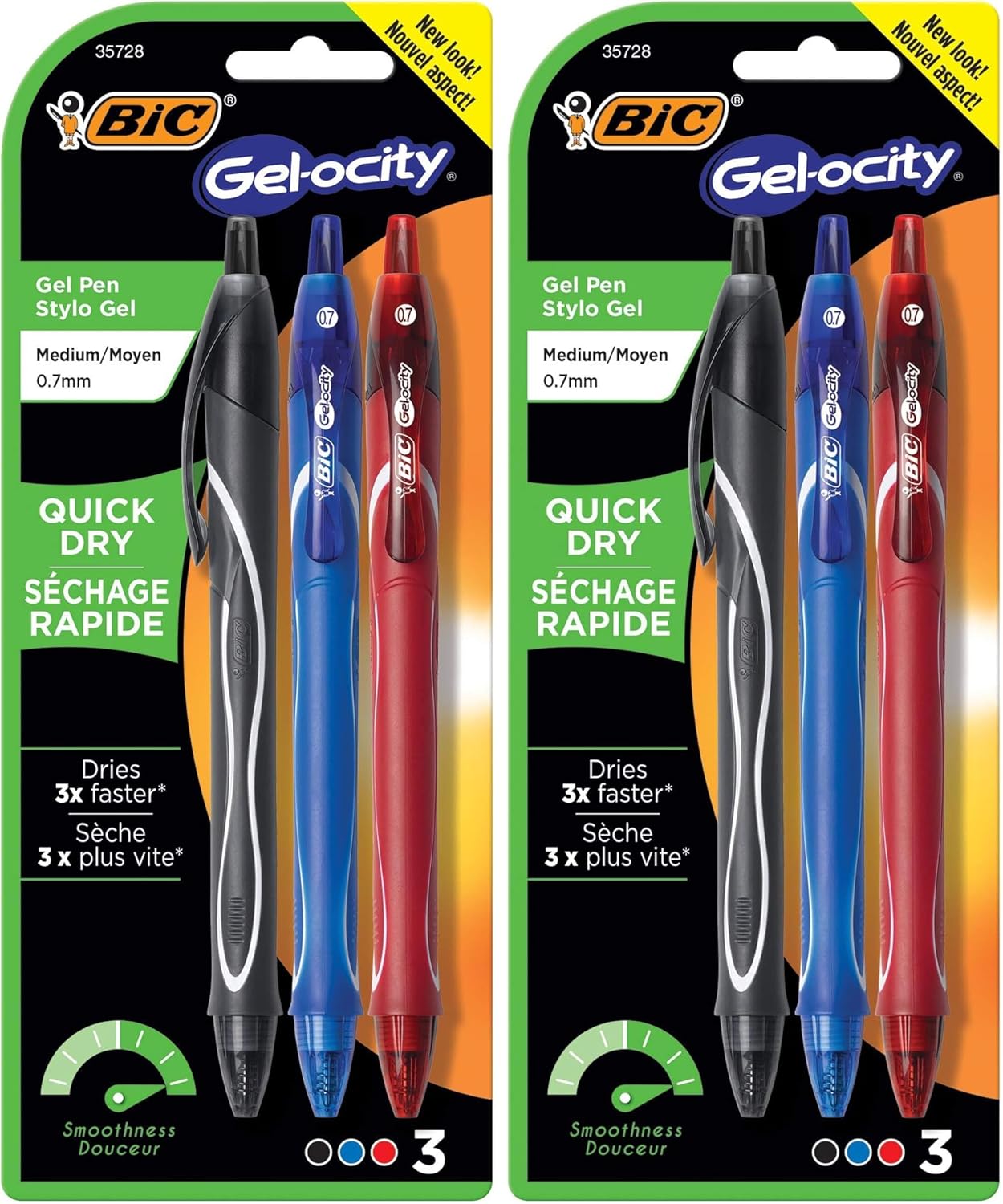 BIC Gelocity Quick Dry Blue Gel Pens, Medium Point (0.7mm), 12-Count Pack, Retractable Gel Pens with Comfortable Full Grip