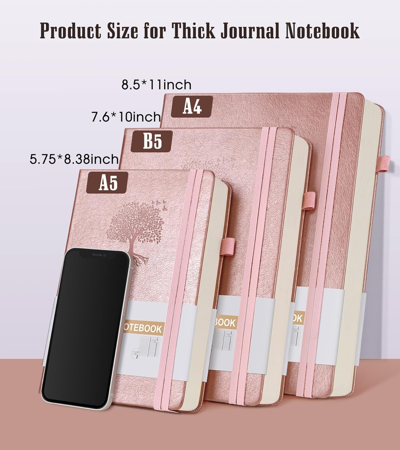 Lined Journal Notebook -365 Pages A5 Thick Journals for Writing Ruled Notebook, Hardcover Leather Journal for Women Men Daily Journal Notebook for Work, Note Taking, 100Gsm Lined Paper( 5.75'' X 8.38'' Green)